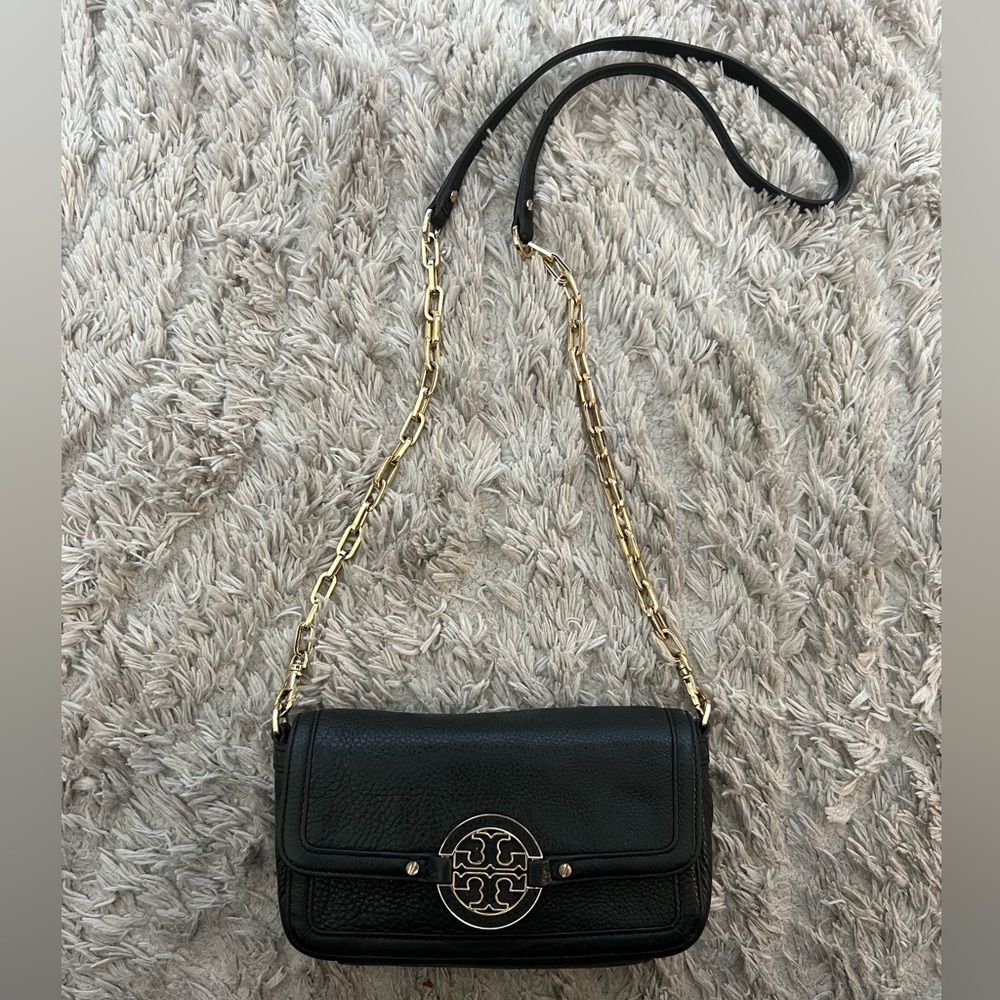Tory Burch Black Crossbody Bag with Gold Chain